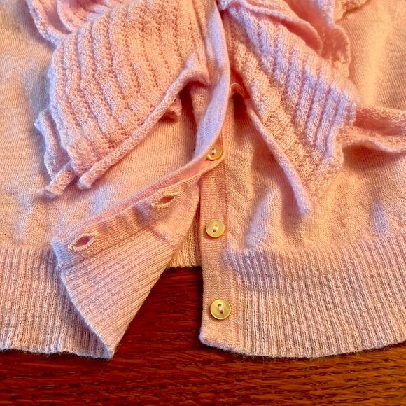 Like New 100% Cashmere Ruffled Cardigan Sweater (Brooks Brothers, Size S) - Picture 4 of 10